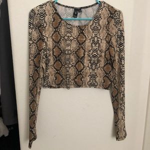 Snake skin long sleeve crop top